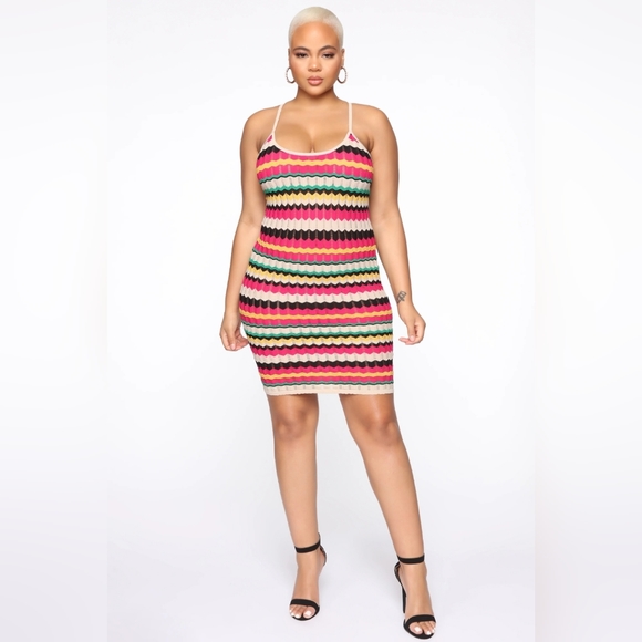 Bora Bora Baby Stripe Mini Dress Fuchsia/Multi - Picture 6 of 10